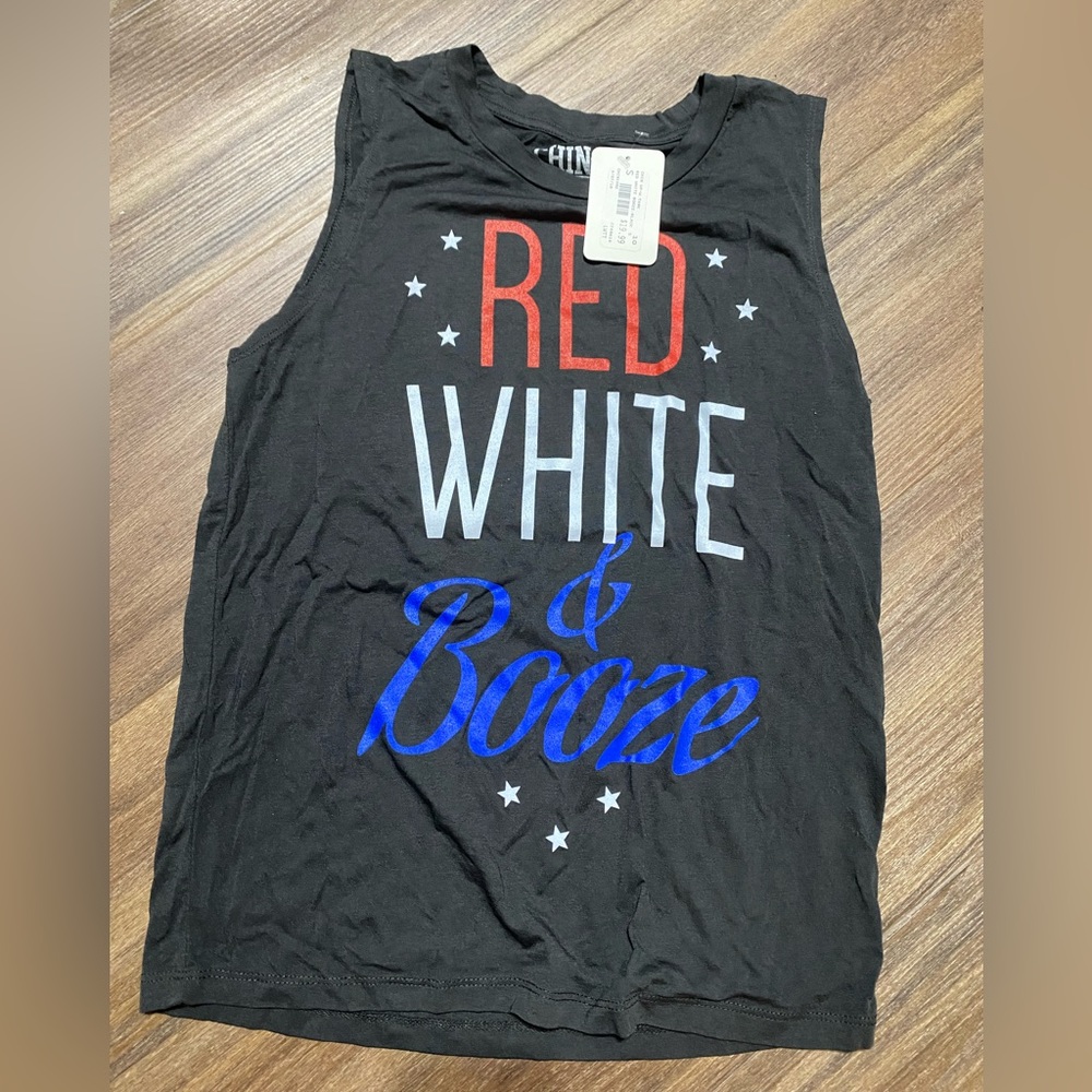 Red white and booze tank top